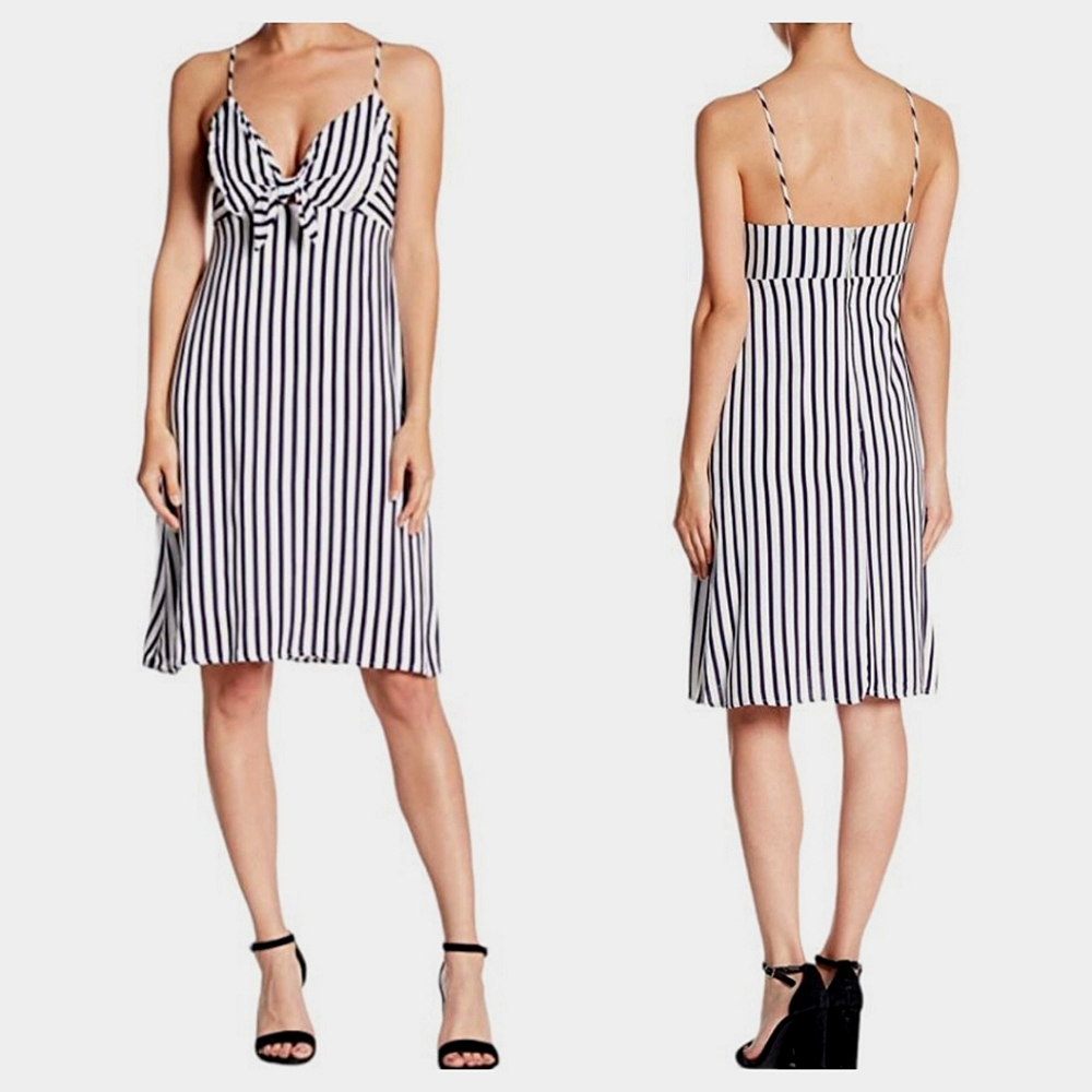 CAD / NORDSTROM Striped Front Knot Spaghetti Strap Dress